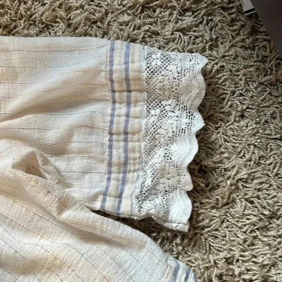 FreePeople Cottagecore Boho Romantic Fairy Whimsigoth Square NeckLace Blouse SzS - Picture 7 of 11